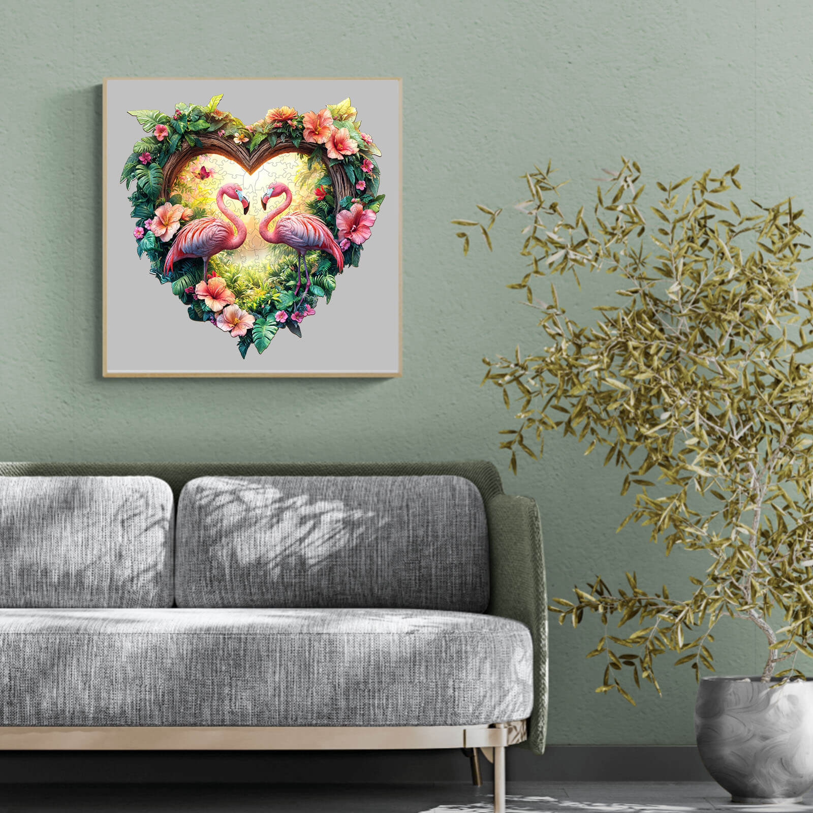 Love Flamingos Wooden Jigsaw Puzzle
