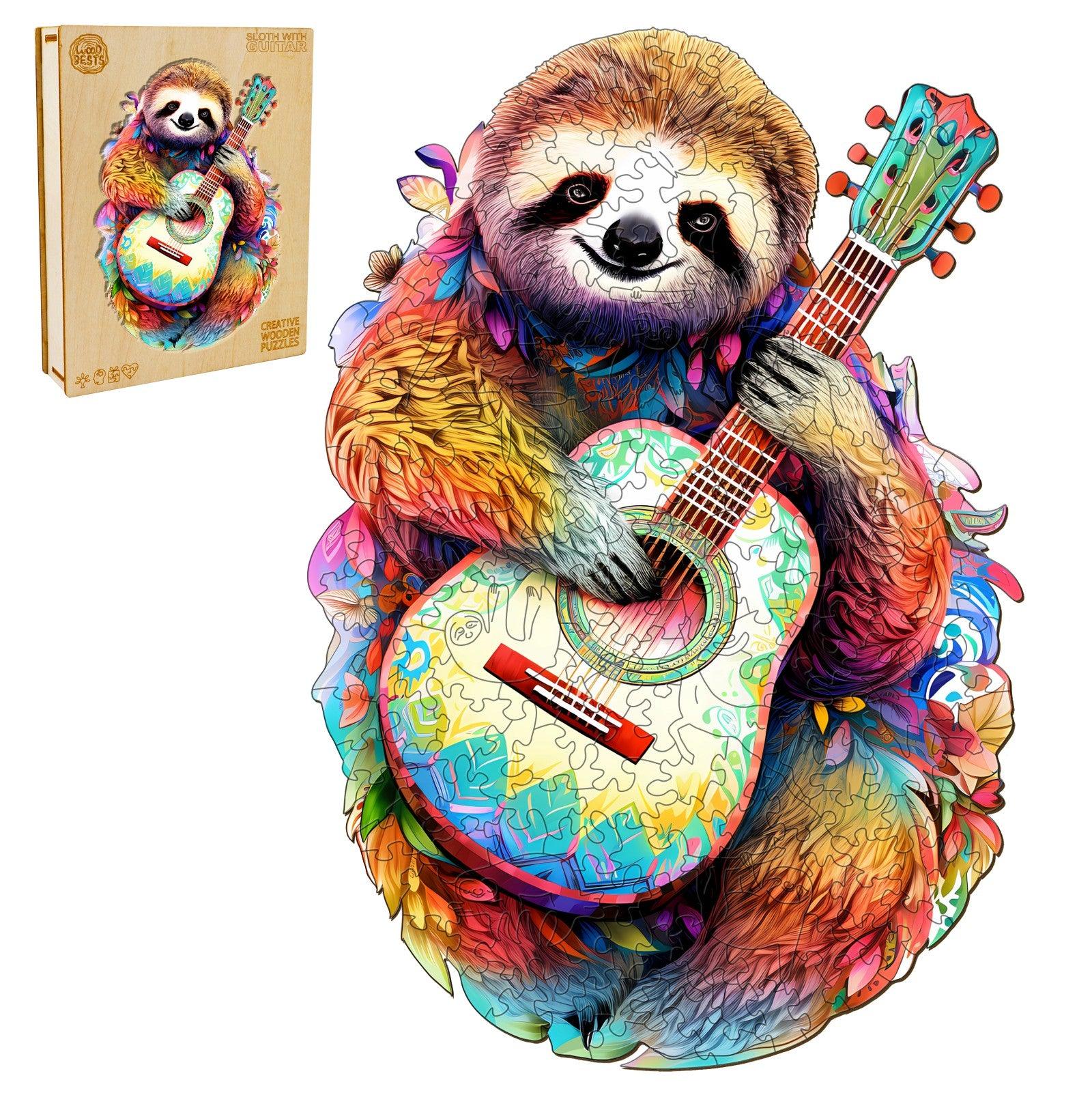 Sloth With Guitar Wooden Jigsaw Puzzle