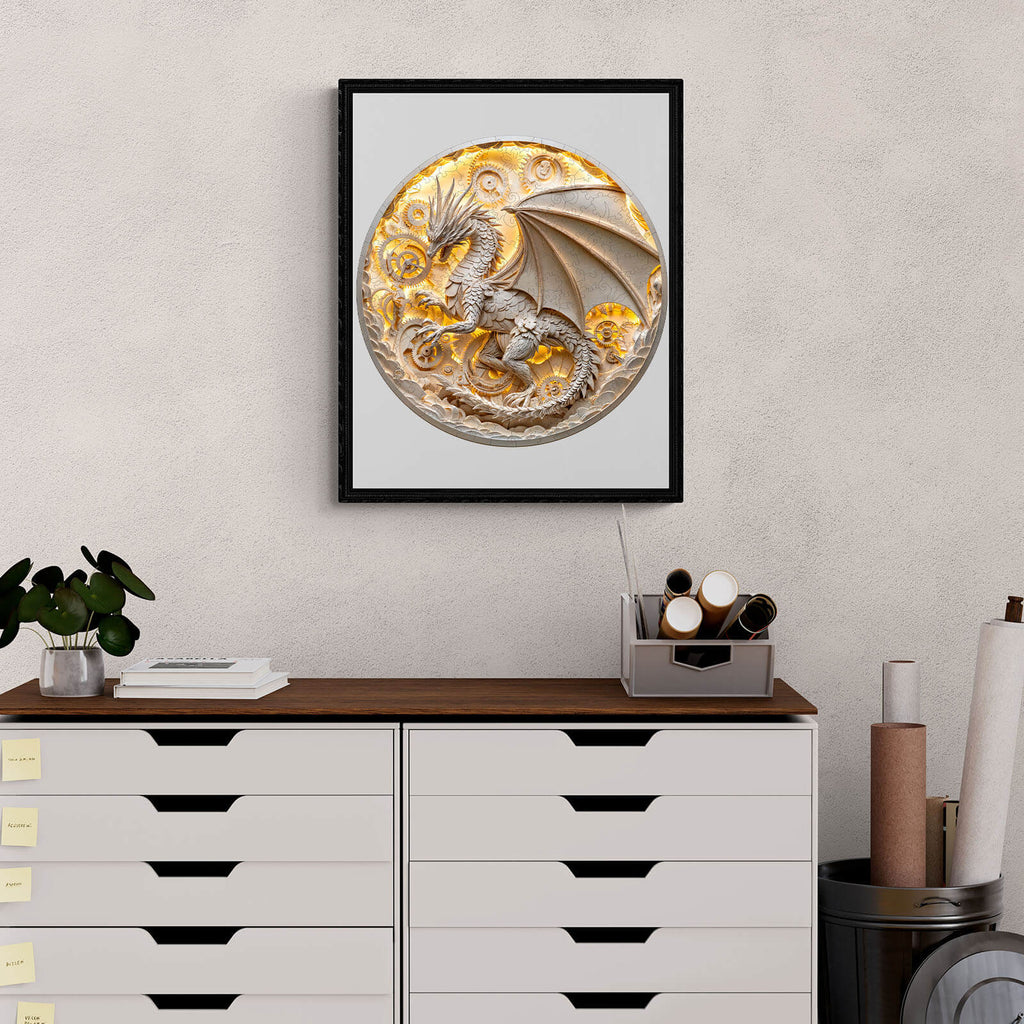 3D paper dragon Wooden Jigsaw Puzzle