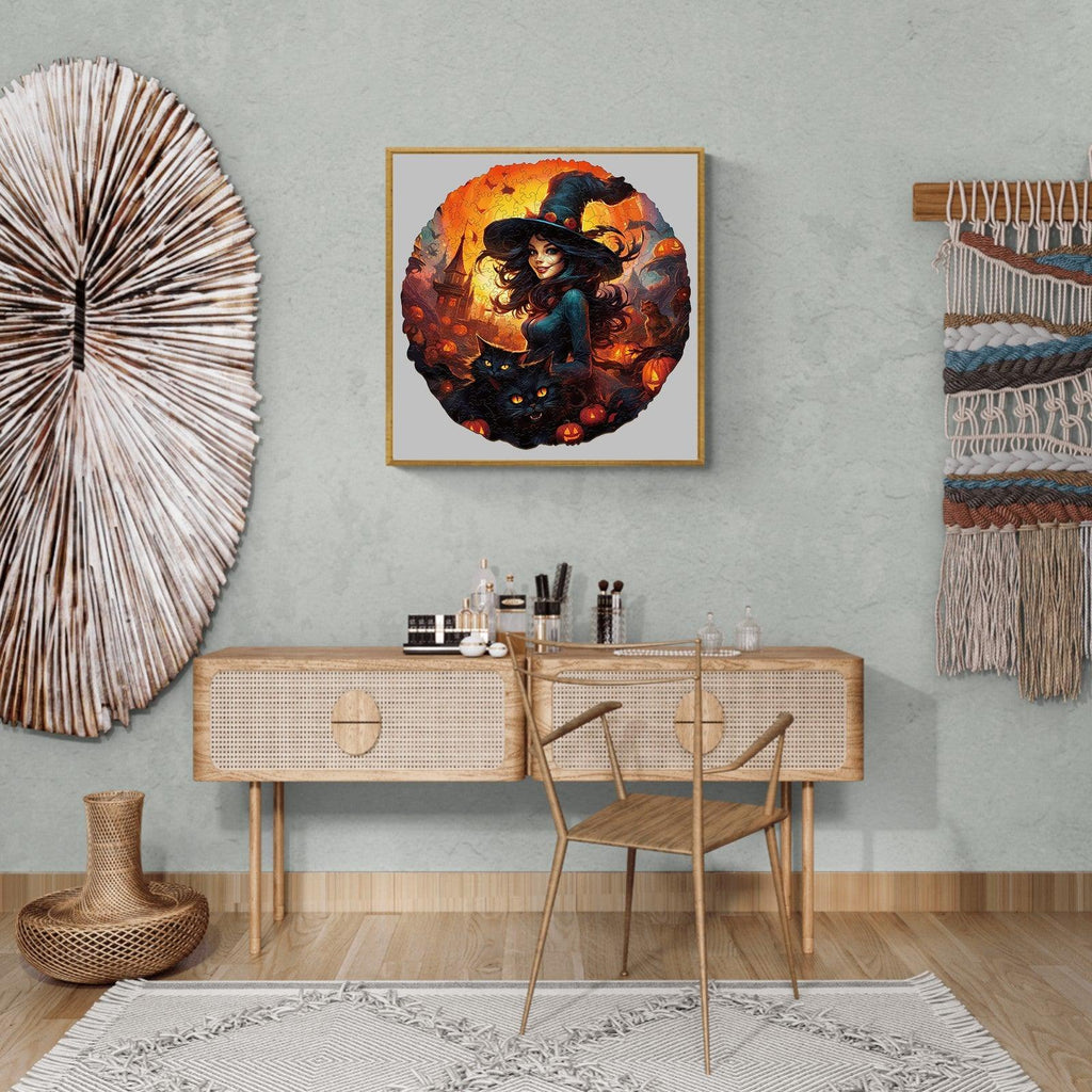 Witches and Cats Wooden Jigsaw Puzzle