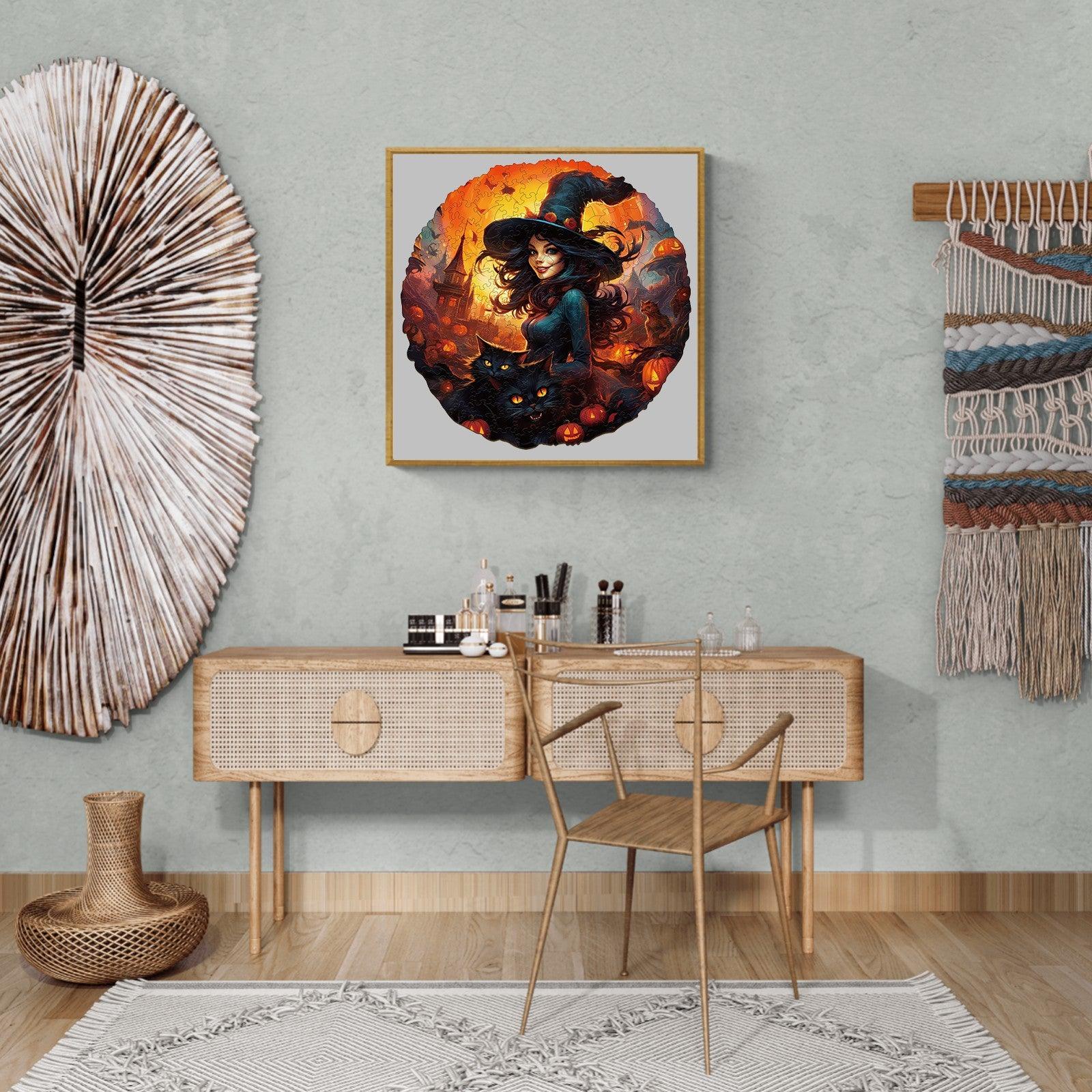Witches and Cats Wooden Jigsaw Puzzle