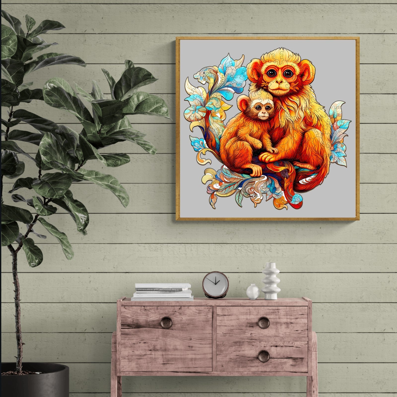 Rhinopithecus Family-1 Wooden Jigsaw Puzzle