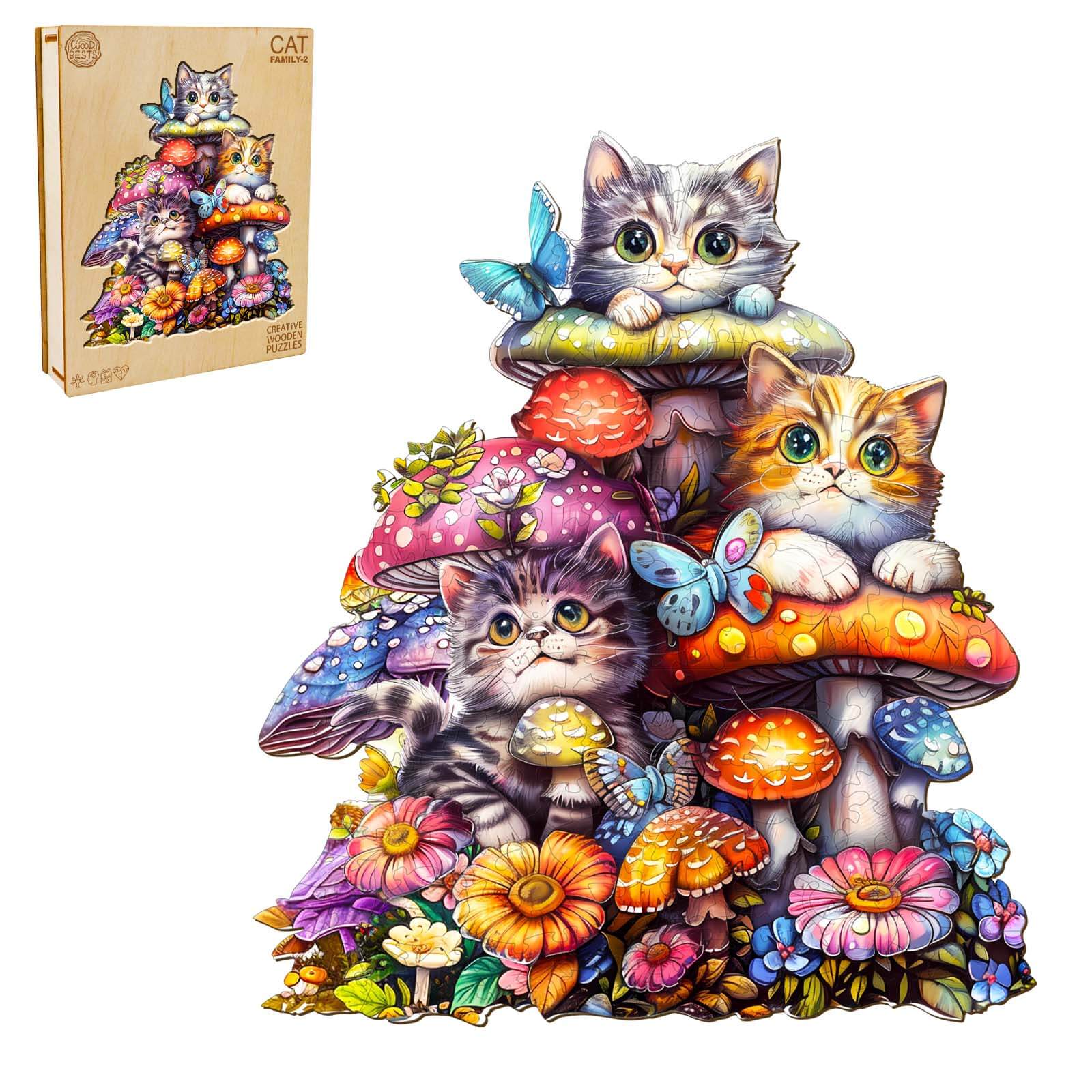 Cat Family-2 Wooden Jigsaw Puzzle