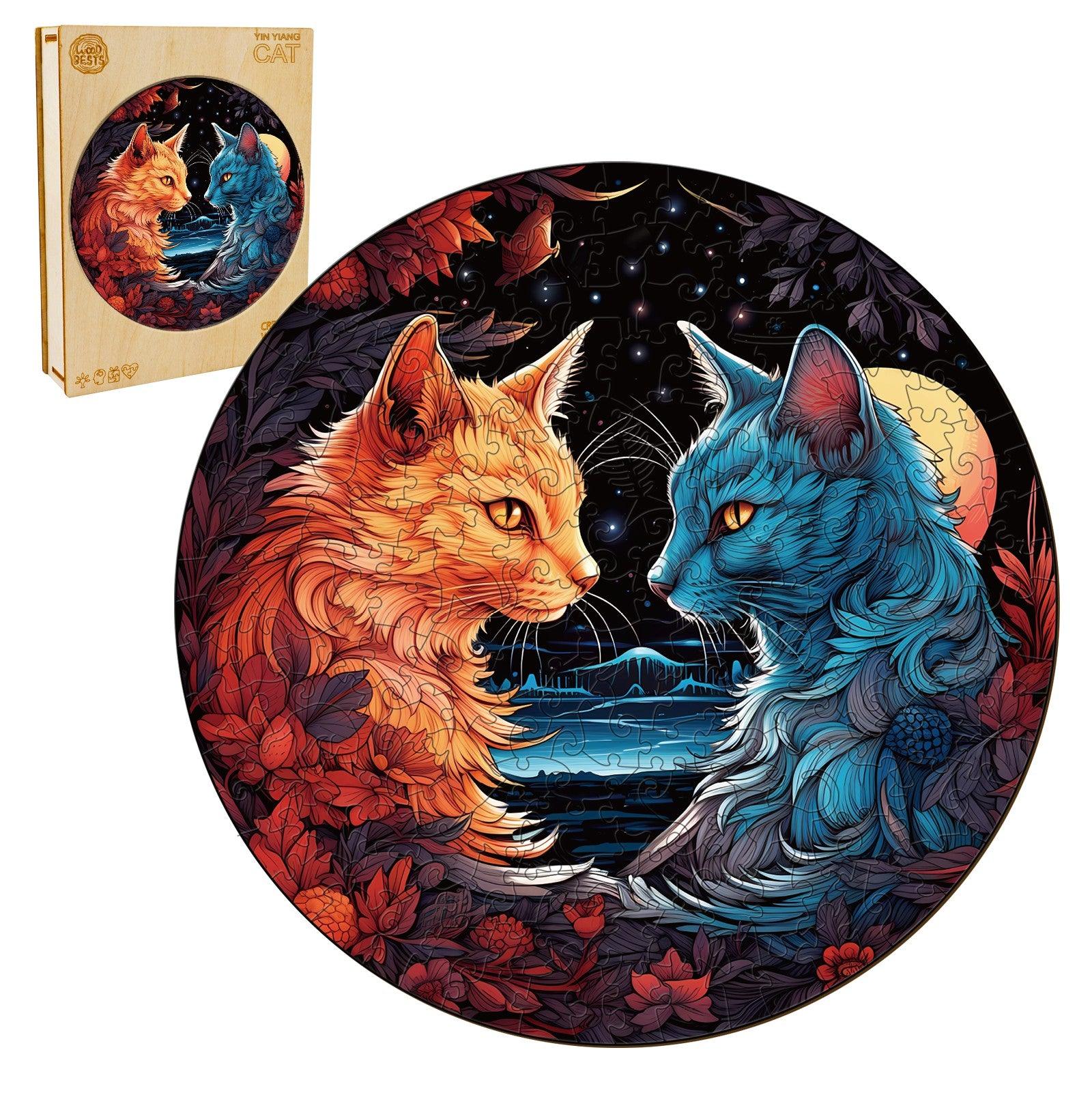 Yin Yang Cat-2 Wooden Jigsaw Puzzle