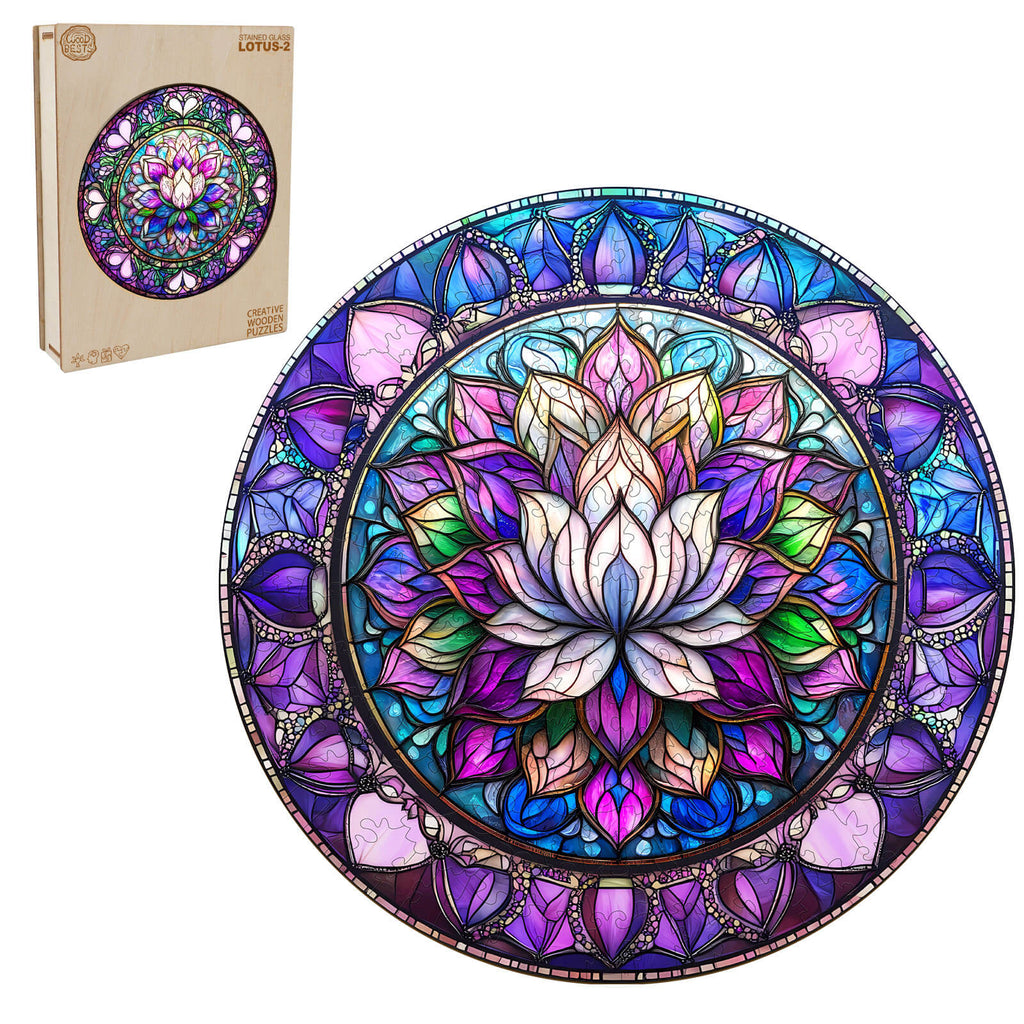 Stained Glass Lotus-2 Wooden Jigsaw Puzzle