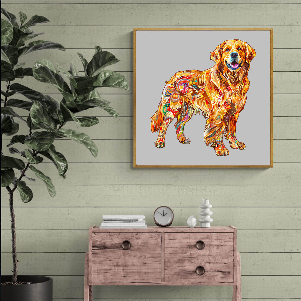 Handsome Golden Retriever Wooden Jigsaw Puzzle