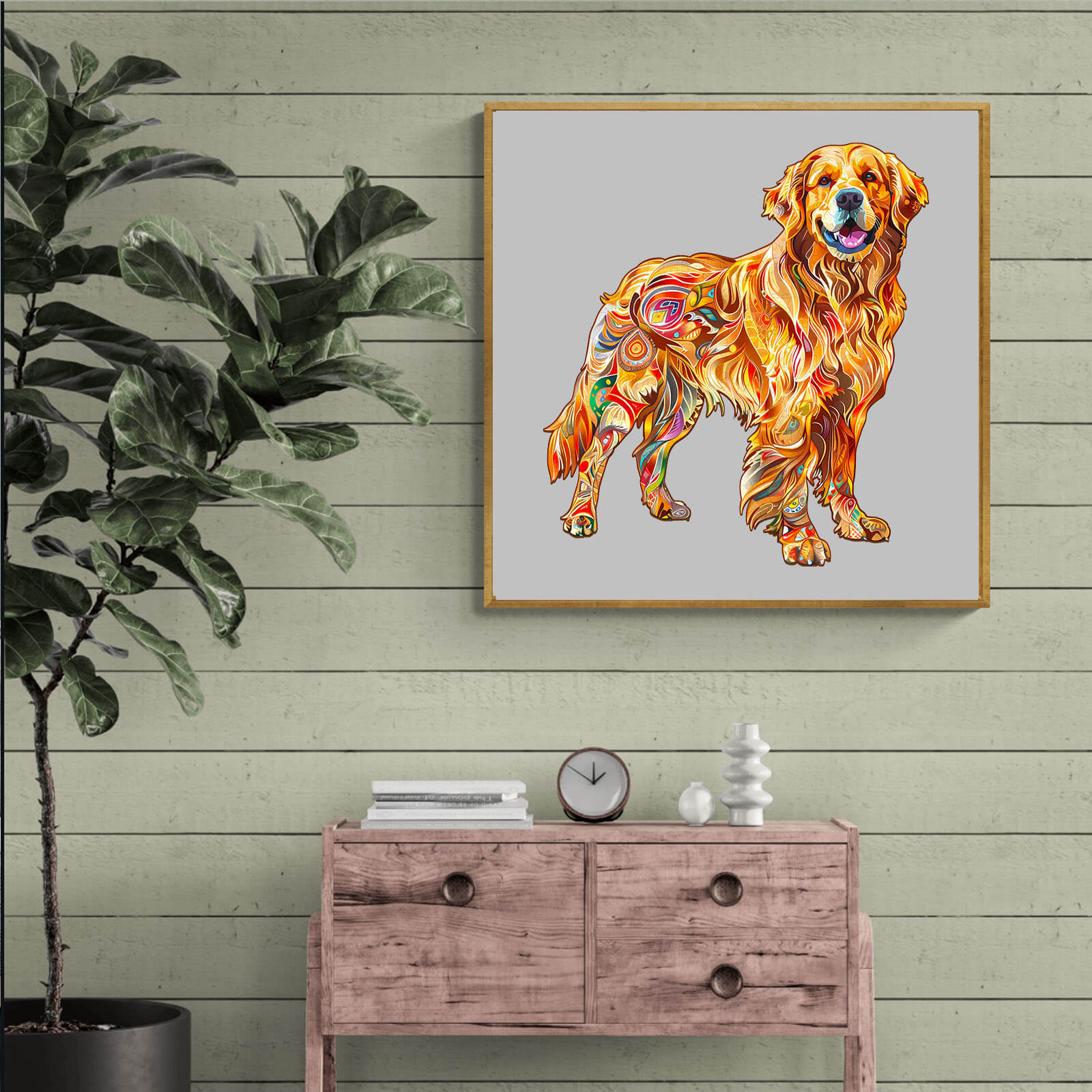 Handsome Golden Retriever Wooden Jigsaw Puzzle