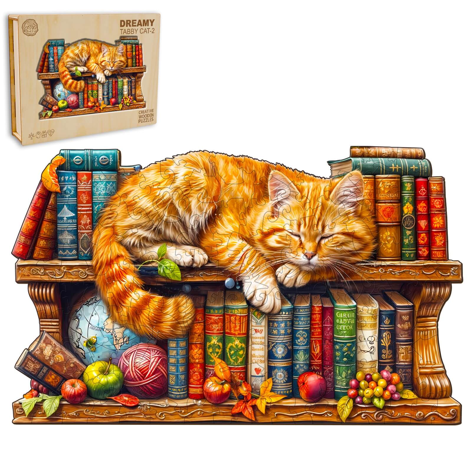 Dreamy Tabby Cat-2 Wooden Jigsaw Puzzle