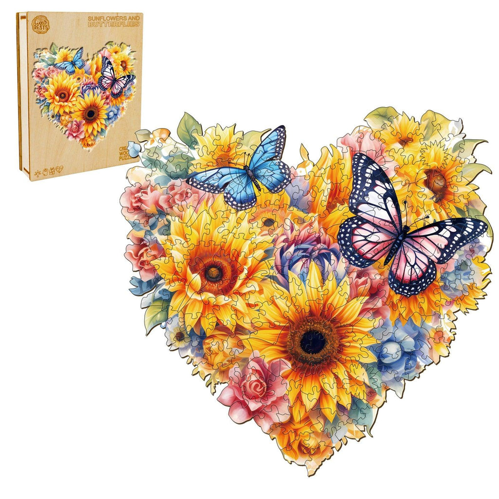 Sunflowers And Butterflies Wooden Jigsaw Puzzle