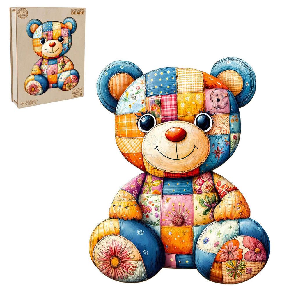 Patchwork Bear Wooden Jigsaw Puzzle