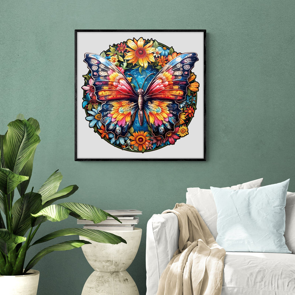 Butterflies And Sunflowers Wooden Jigsaw Puzzle