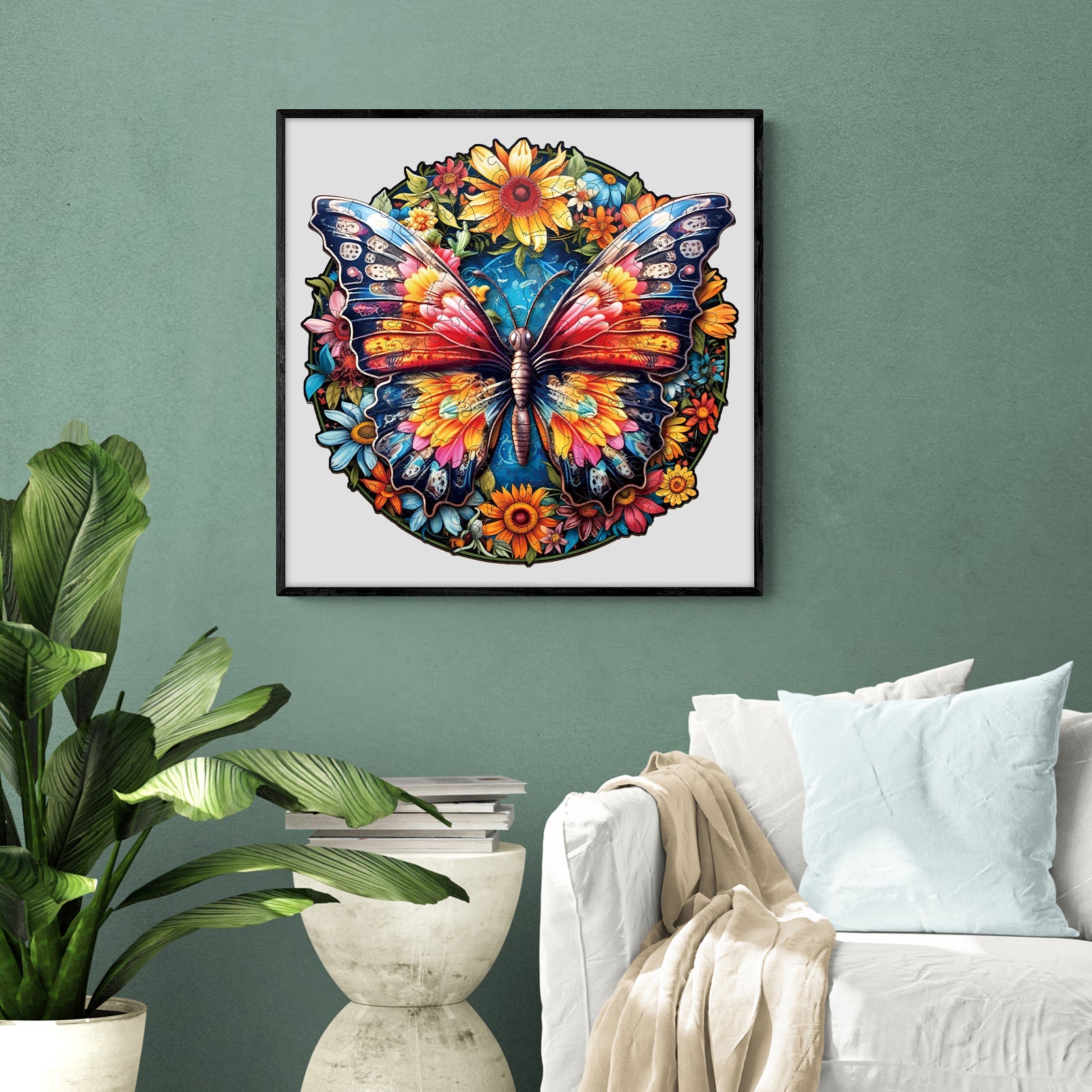 Butterflies And Sunflowers Wooden Jigsaw Puzzle