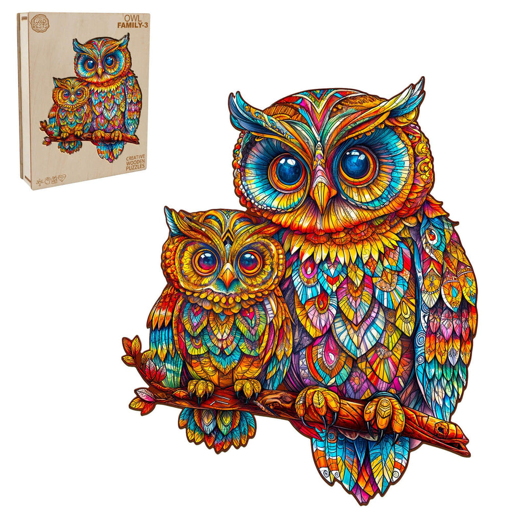 Owl family-3 Wooden Jigsaw Puzzle
