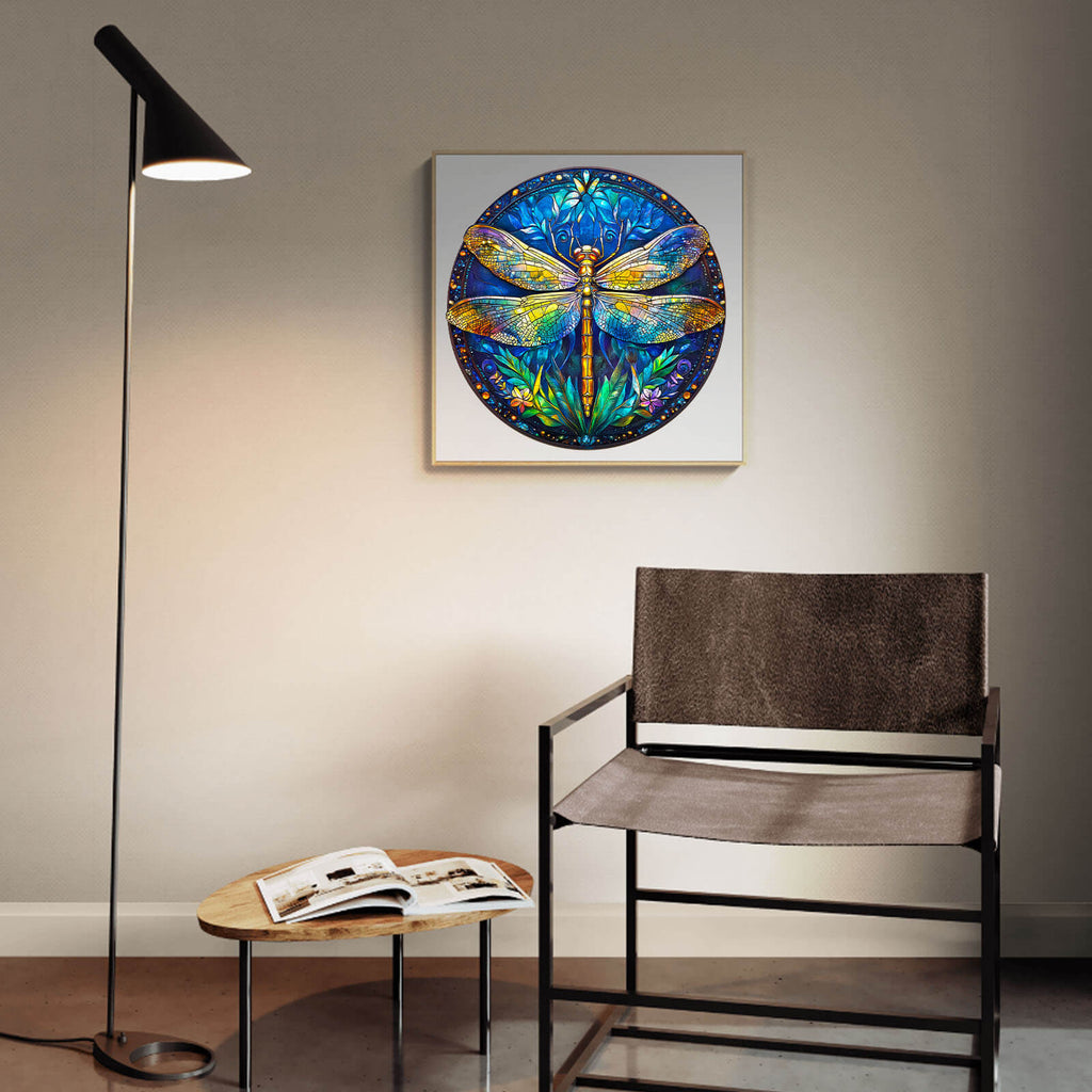 Retro dragonfly Wooden Jigsaw Puzzle