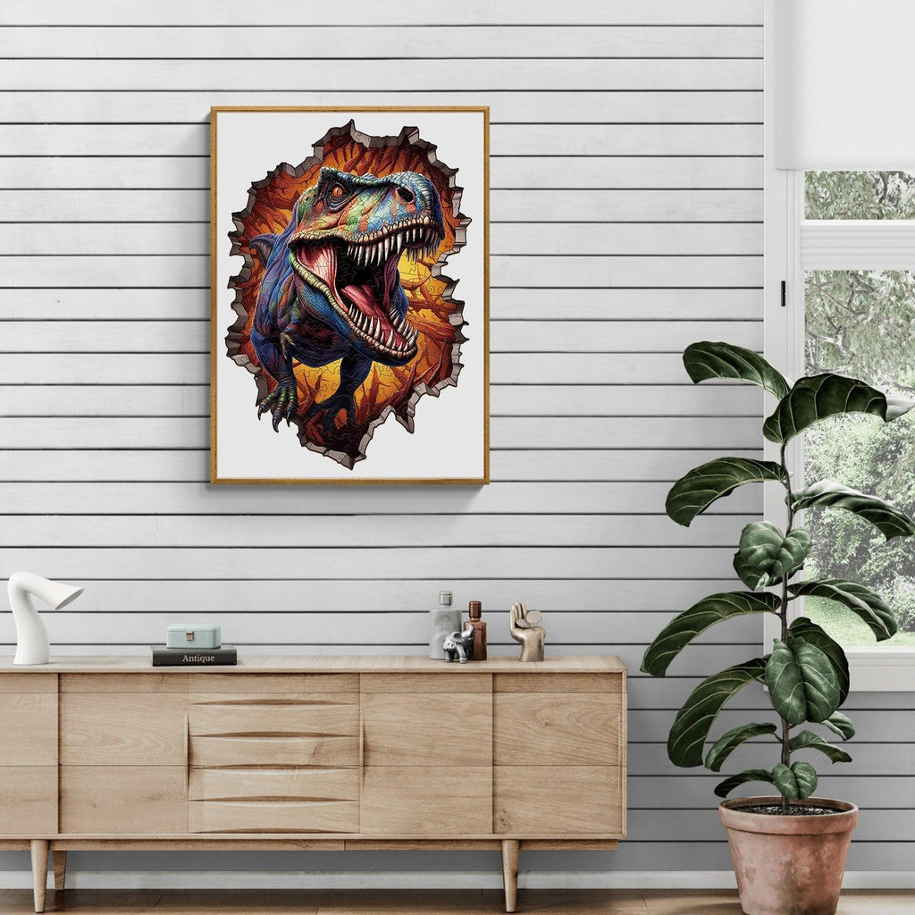 Wall Breaking T-rex Wooden Jigsaw Puzzle