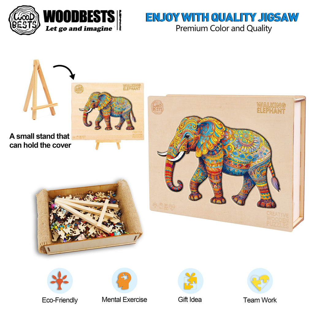 Walking Elephant Wooden Jigsaw Puzzle
