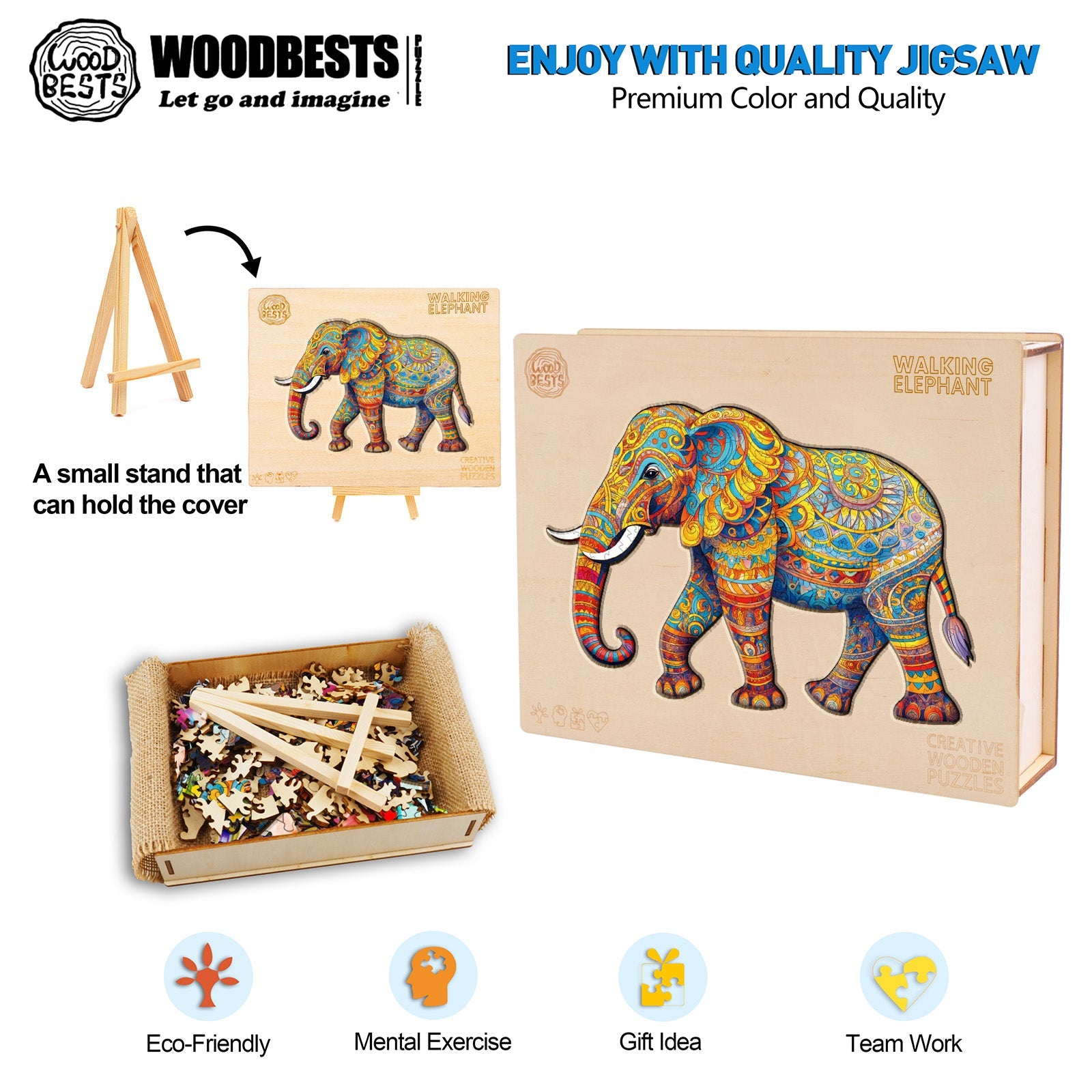 Walking Elephant Wooden Jigsaw Puzzle