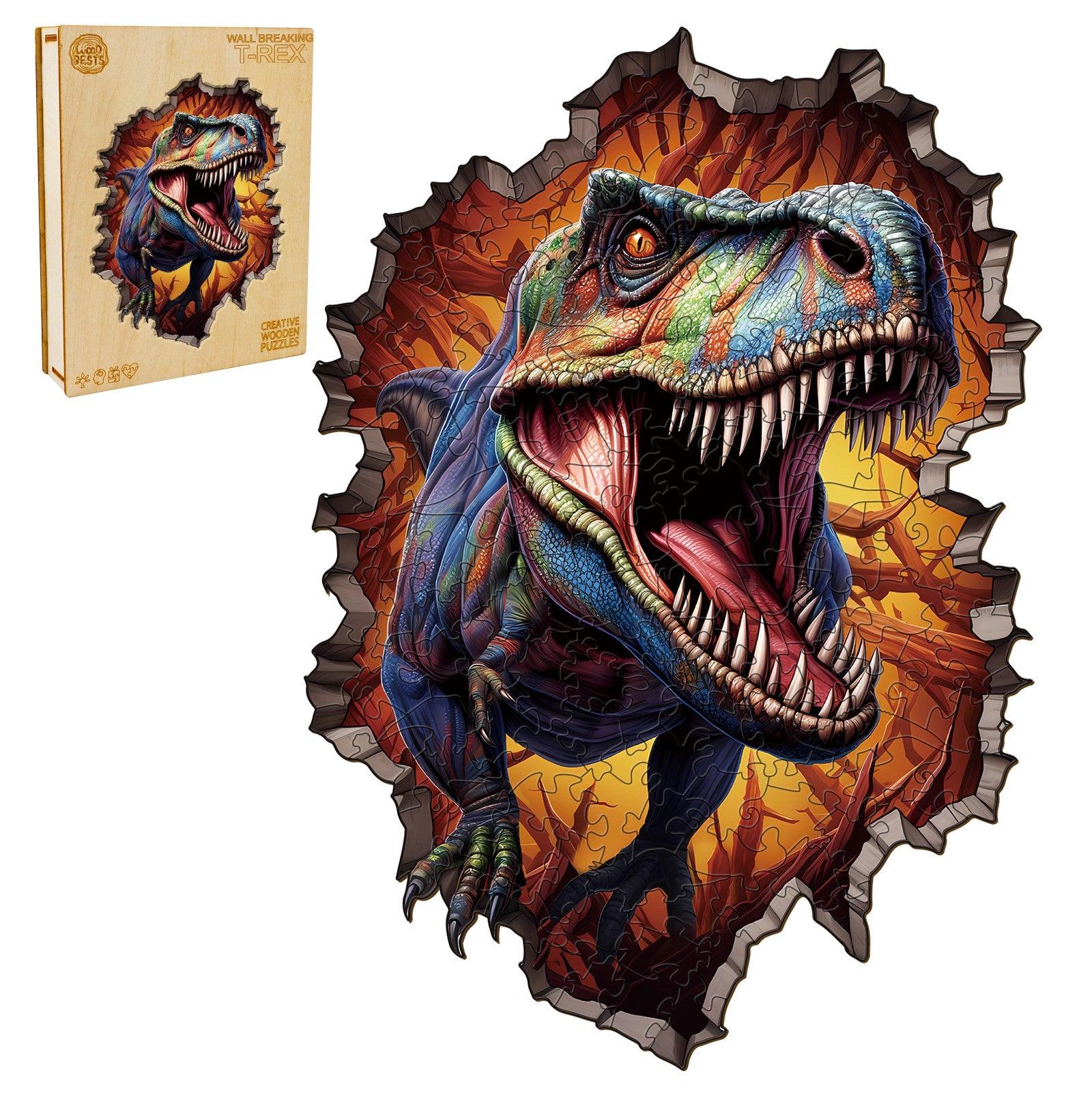 Wall Breaking T-rex Wooden Jigsaw Puzzle