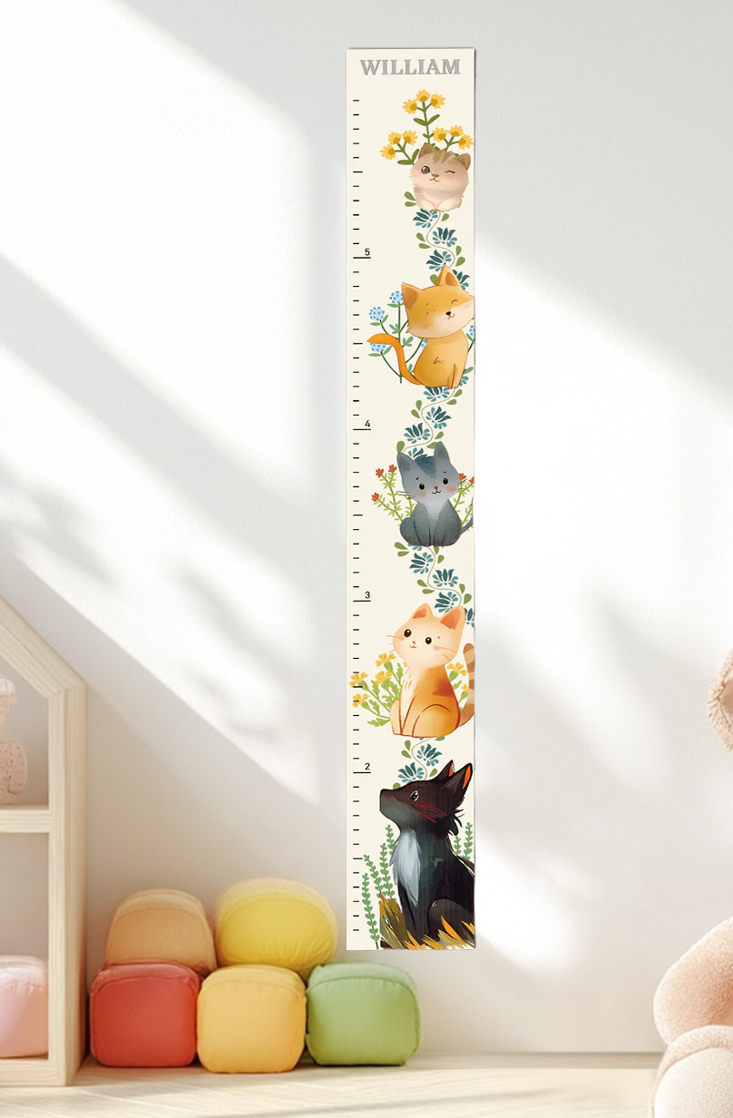 Personalized Wooden Cat Growth Chart Ruler