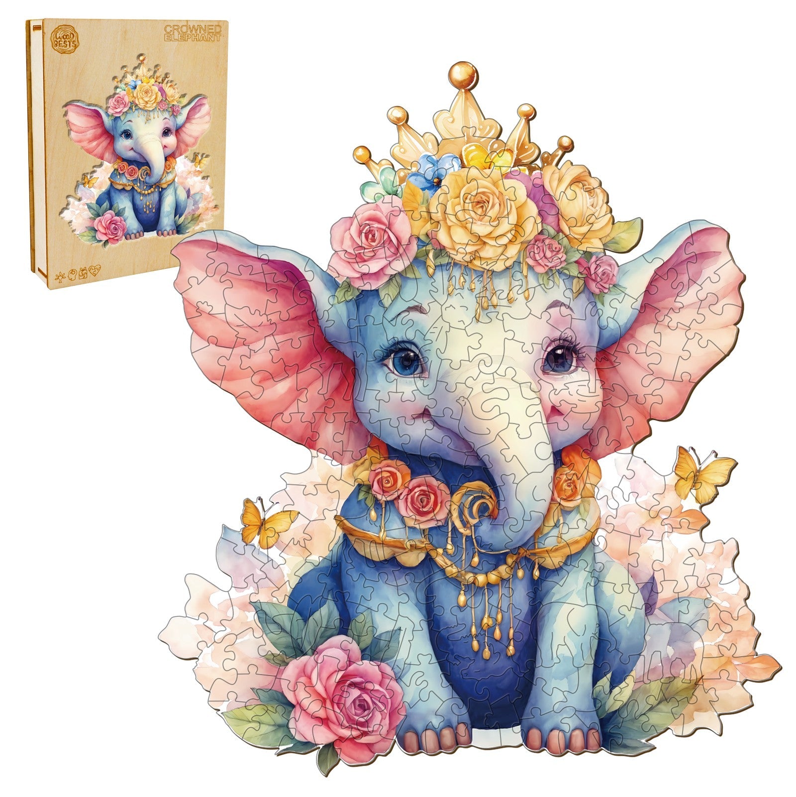 Crowned Elephant Wooden Jigsaw Puzzle