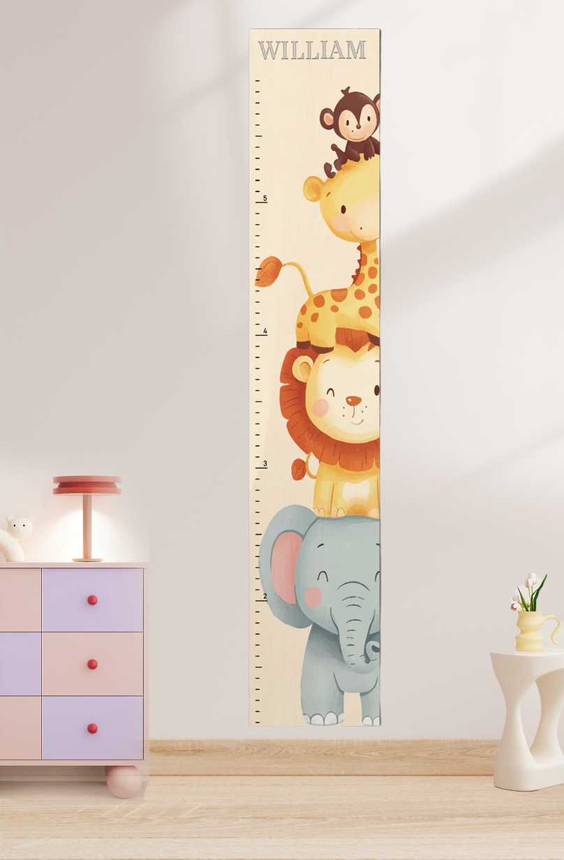 Personalized Wooden Safari Animal Growth Chart Ruler