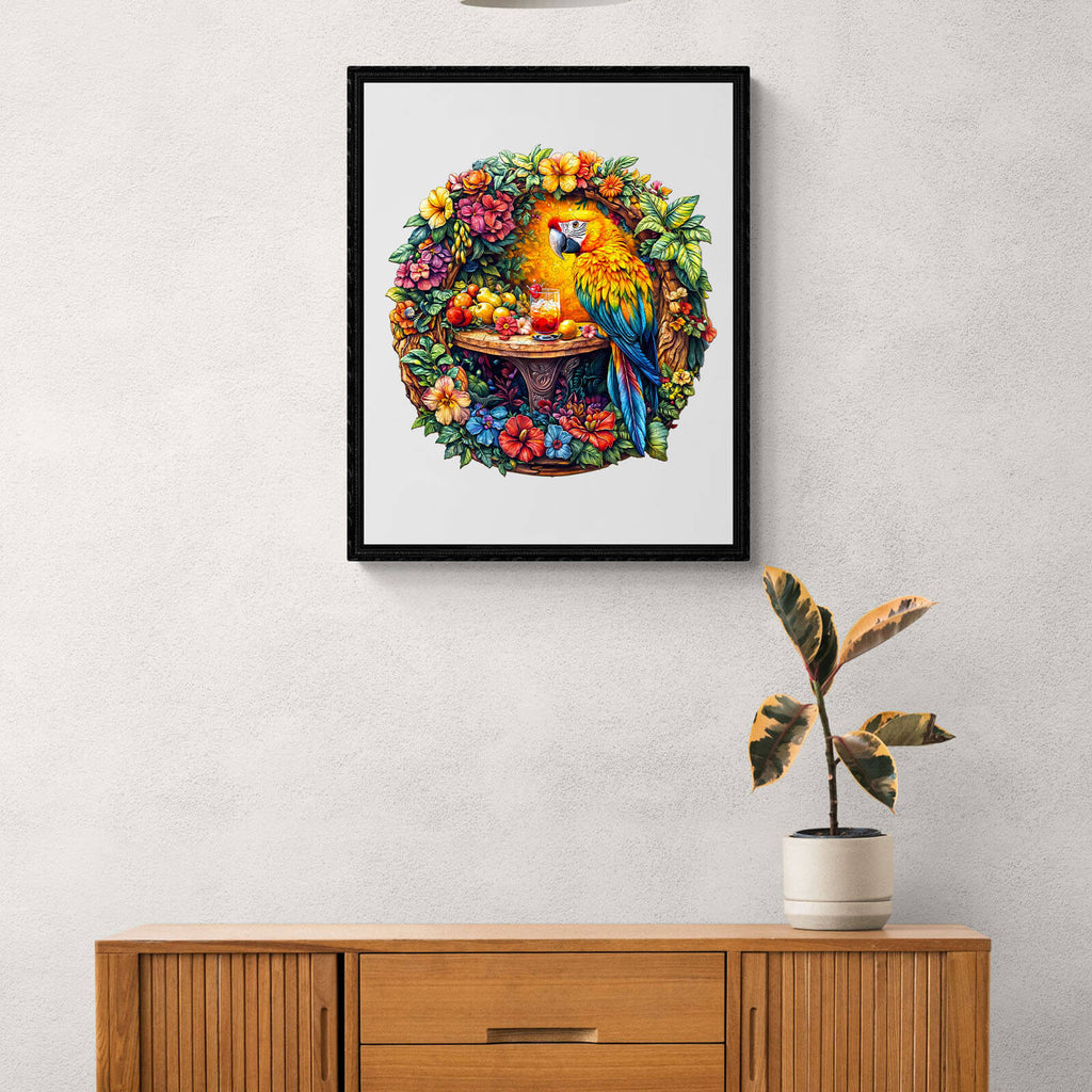 The parrot's tea-2 Wooden Jigsaw Puzzle