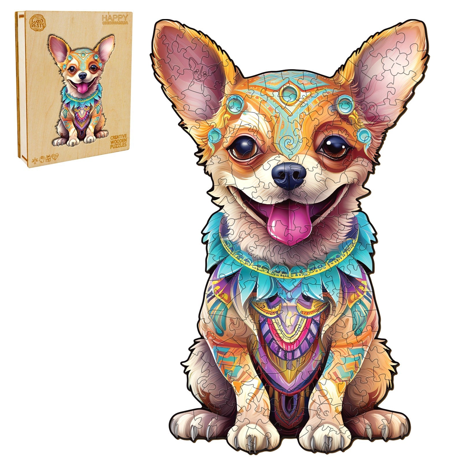 Happy Chihuahua Wooden Jigsaw Puzzle