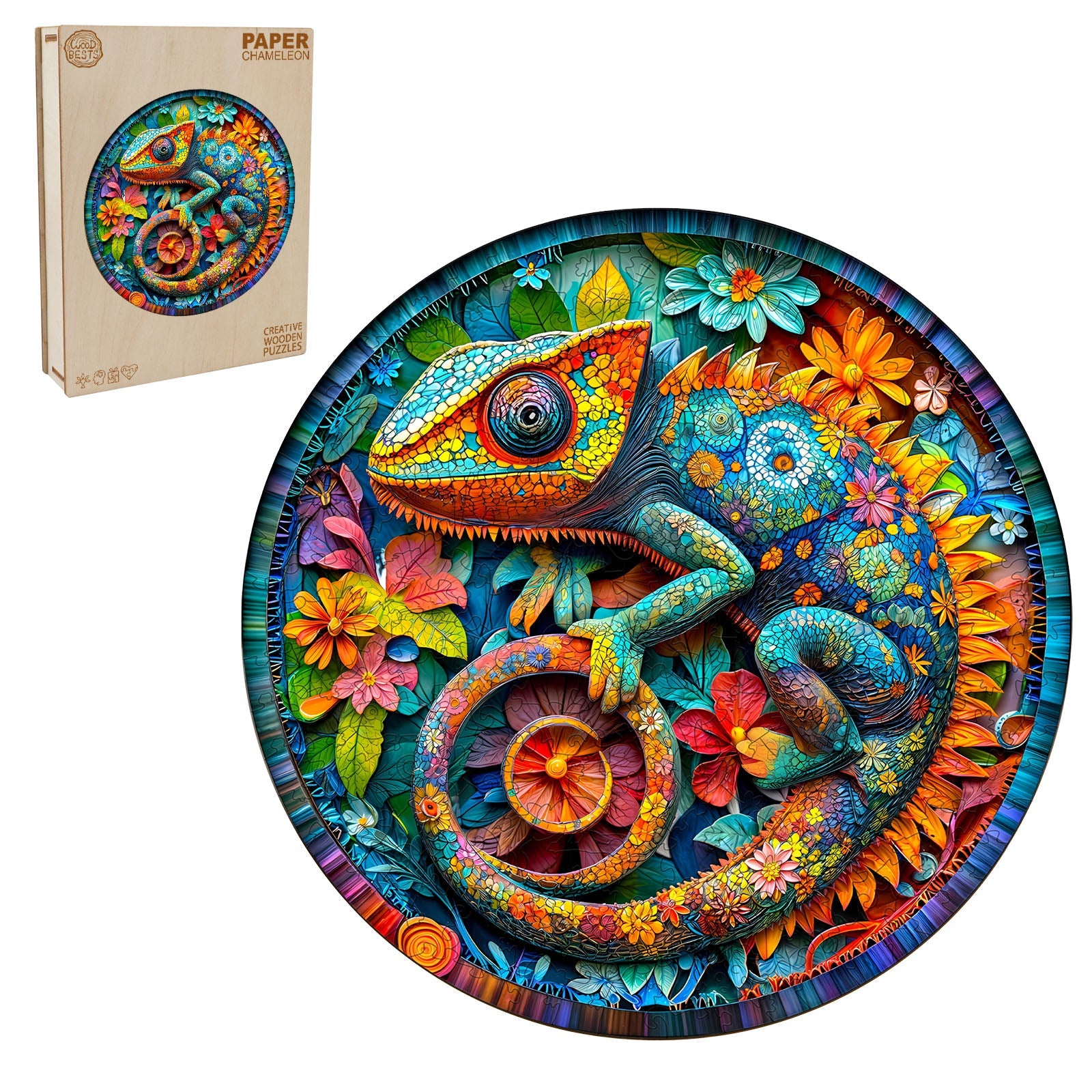 paper chameleon Wooden Jigsaw Puzzle