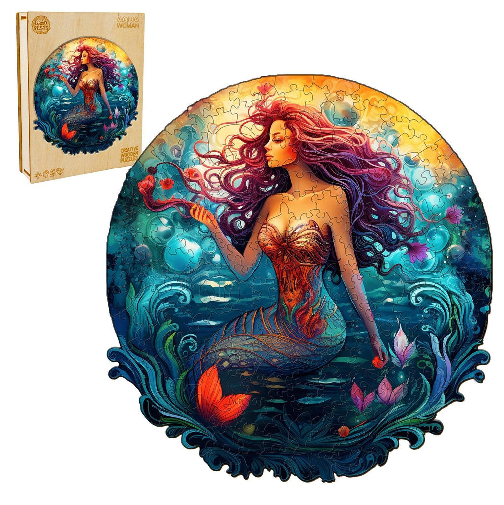 Aqua Woman Wooden Jigsaw Puzzle