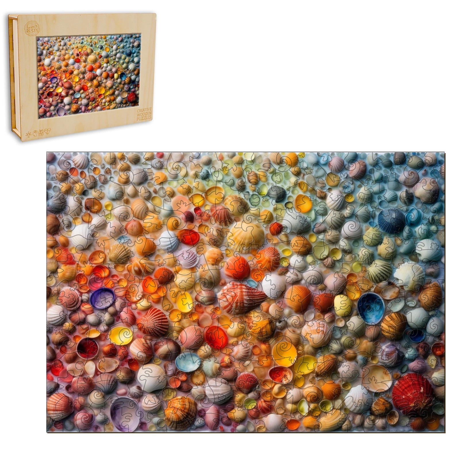 Colorful Seashells Wooden Jigsaw Puzzle