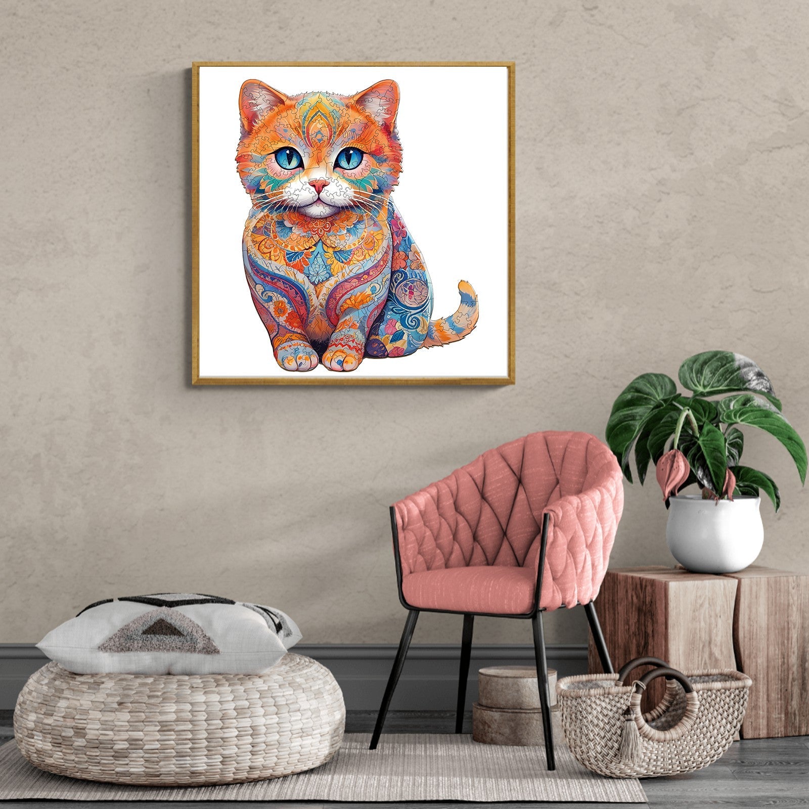 Cute Scottish Cat Wooden Jigsaw Puzzle