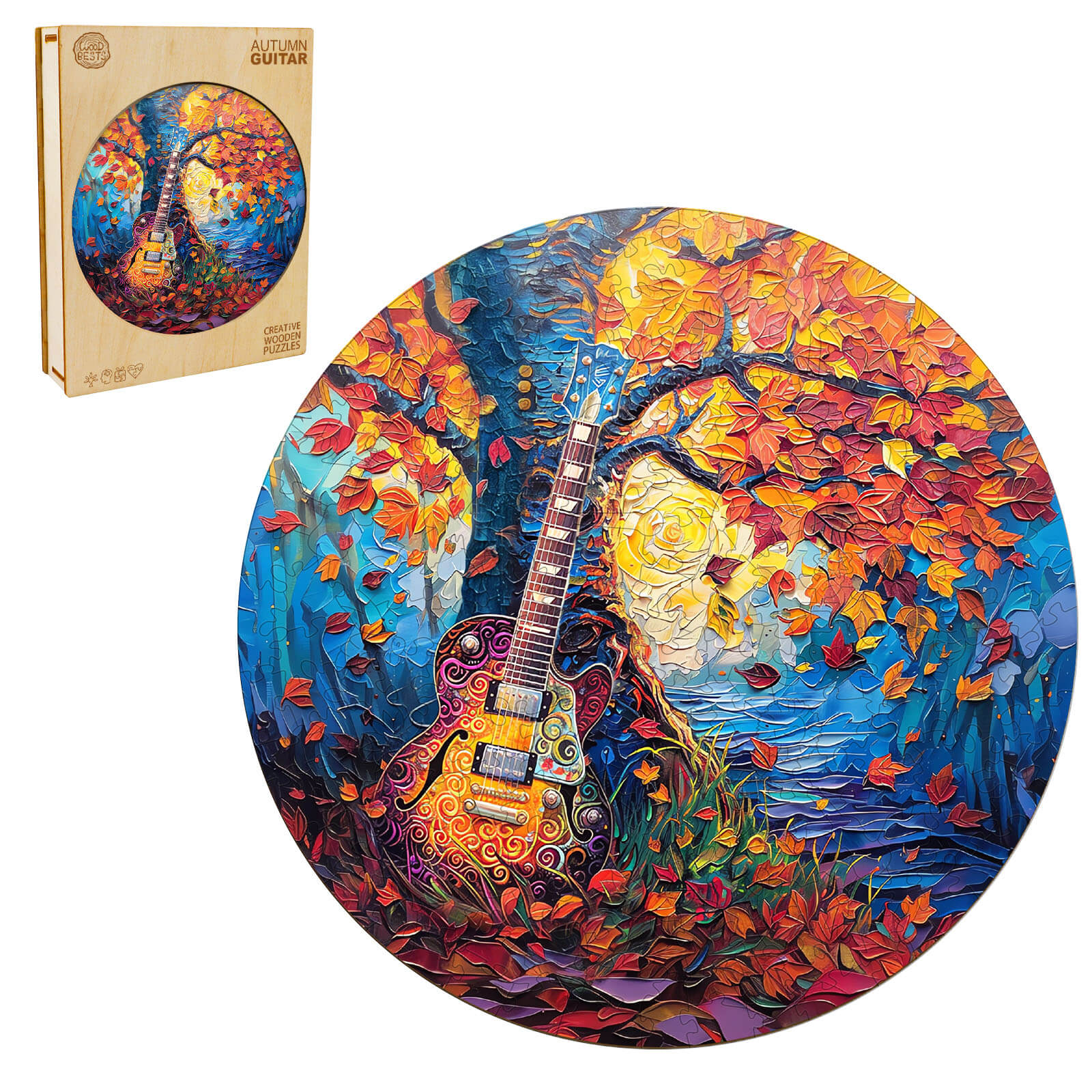 Autumn Guitar Wooden Jigsaw Puzzle