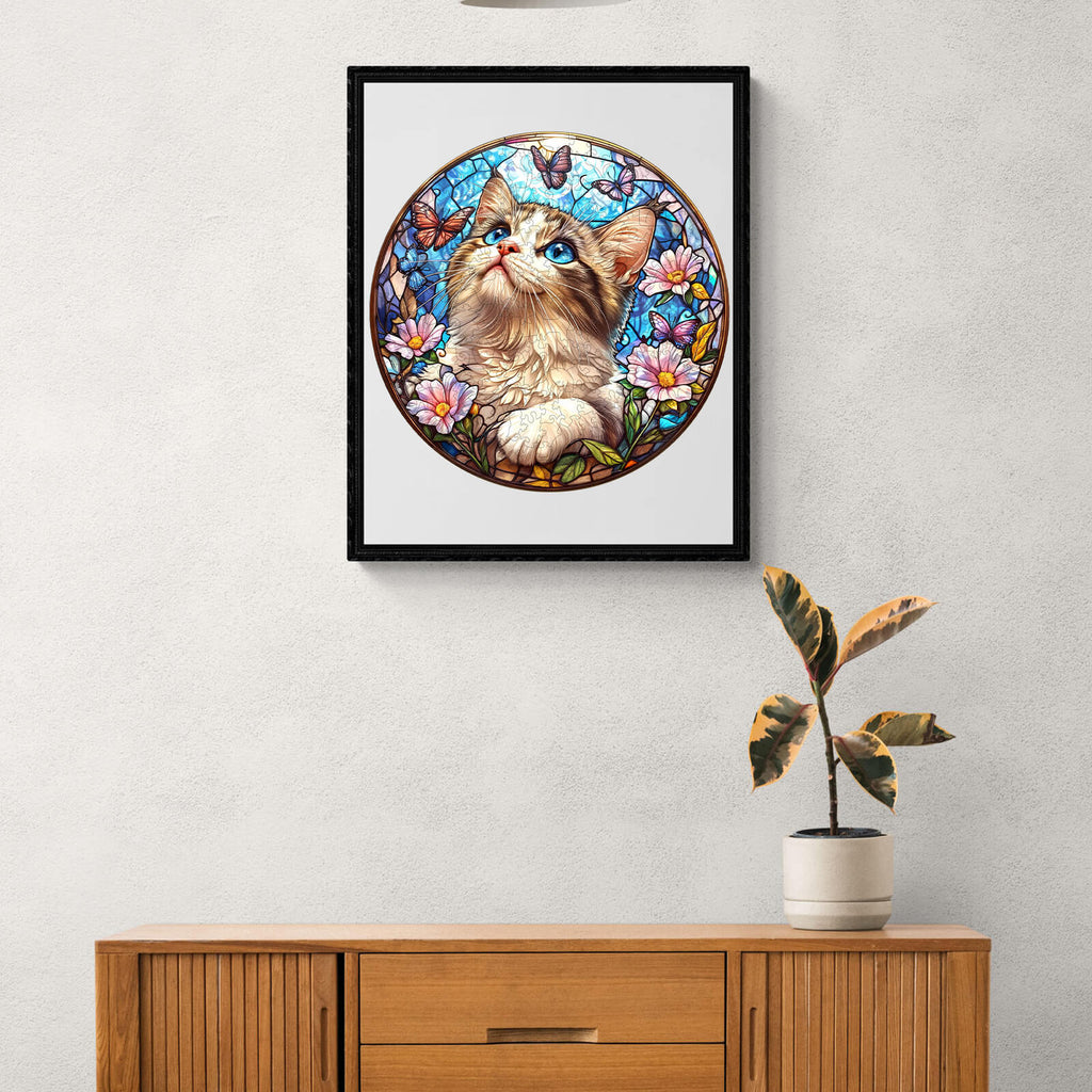 Ragdoll and Butterfly  Wooden Jigsaw Puzzle