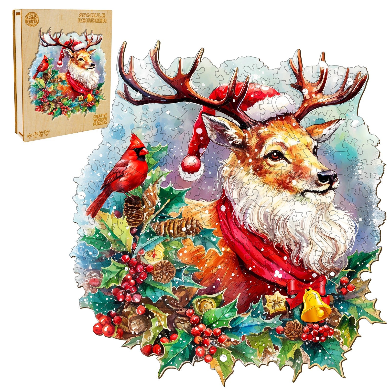 Sparkle Reindeer Wooden Jigsaw Puzzle