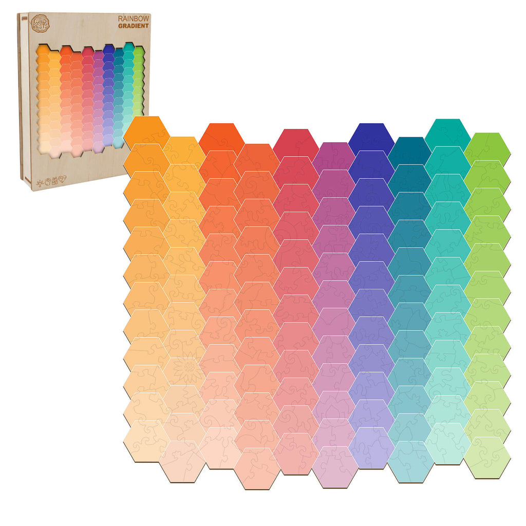 Rainbow Gradient Wooden Jigsaw Puzzle