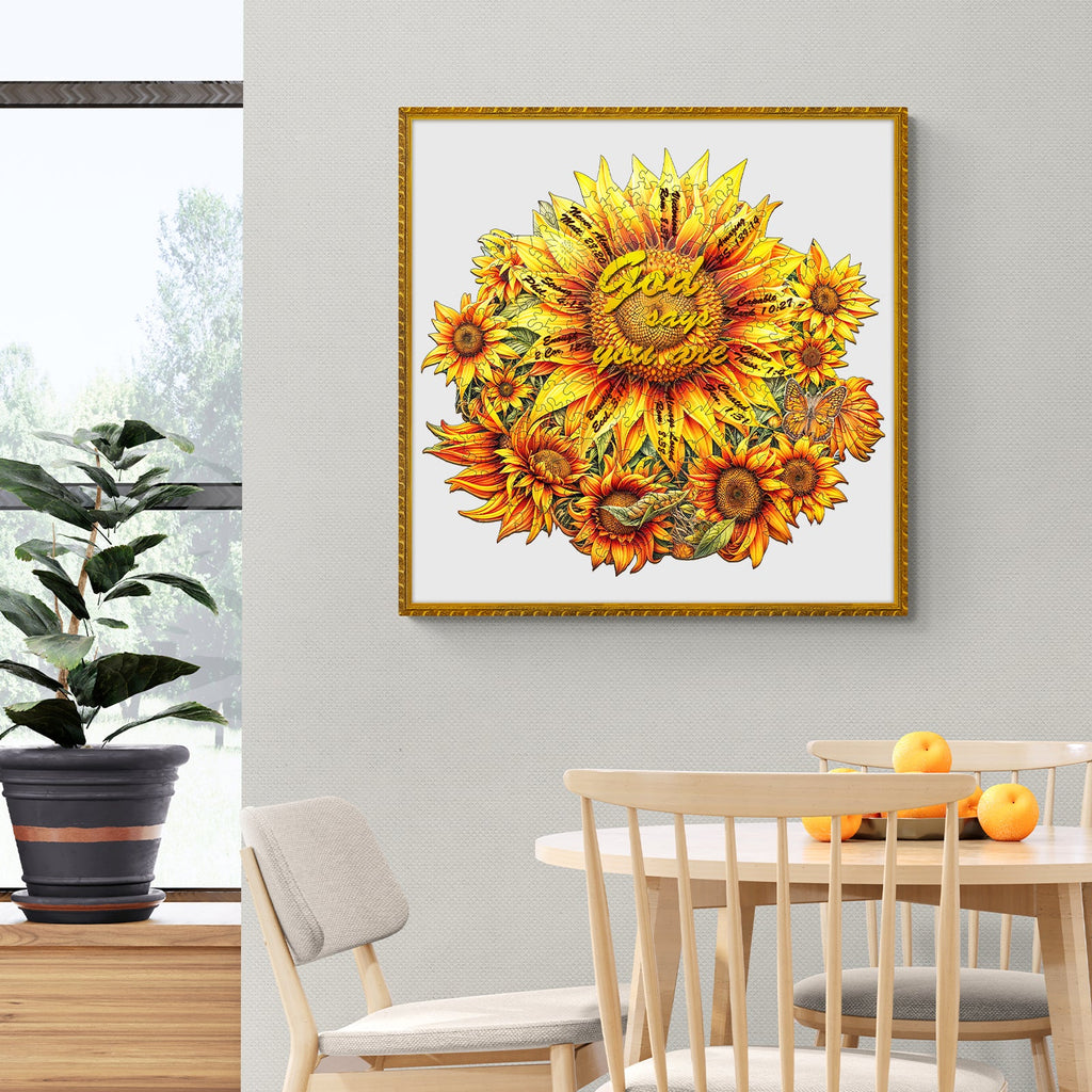 God's sunflower Wooden Jigsaw Puzzle