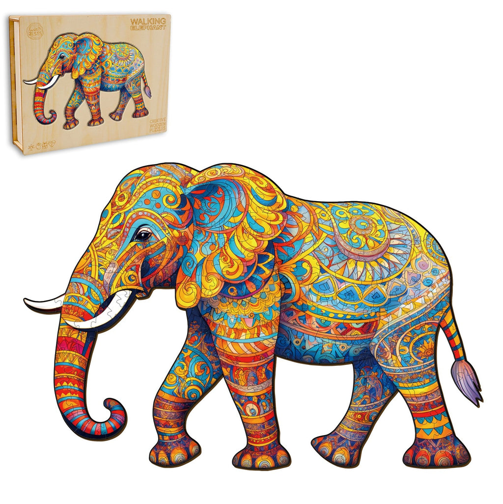 Walking Elephant Wooden Jigsaw Puzzle