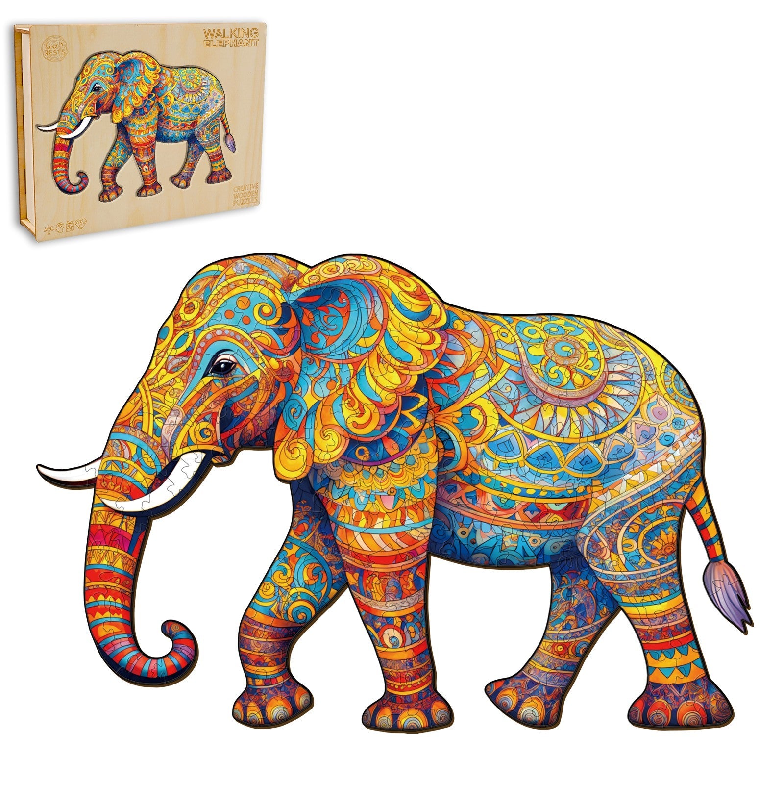 Walking Elephant Wooden Jigsaw Puzzle