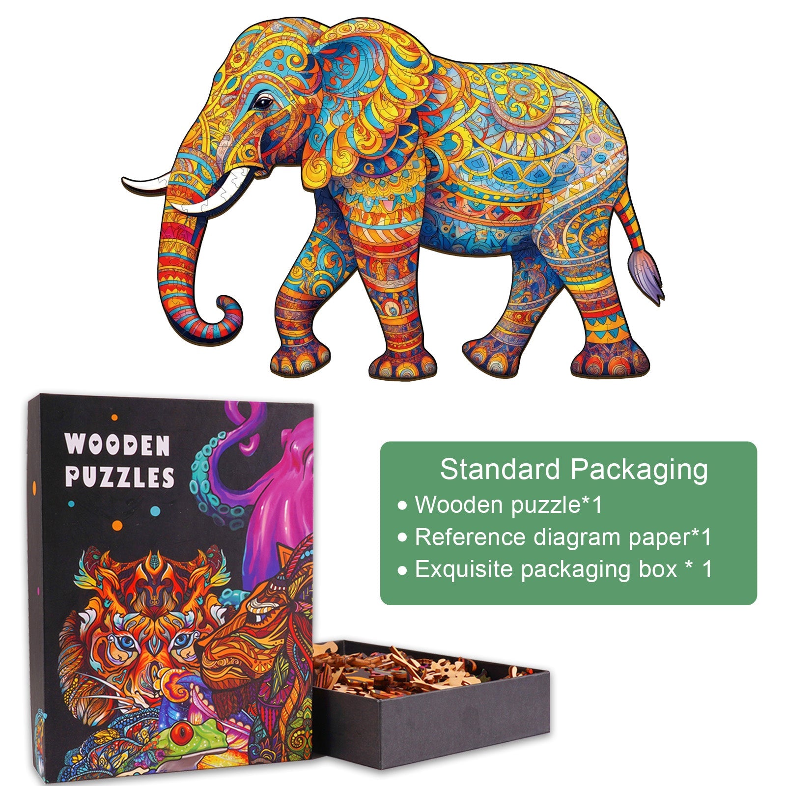 Walking Elephant Wooden Jigsaw Puzzle