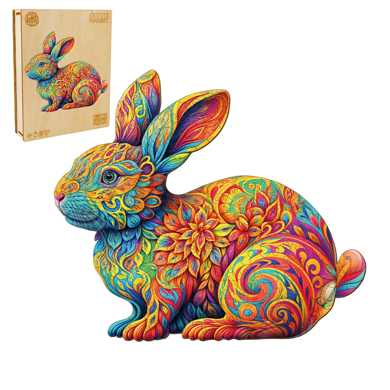 Cute Rabbit Wooden Jigsaw Puzzle