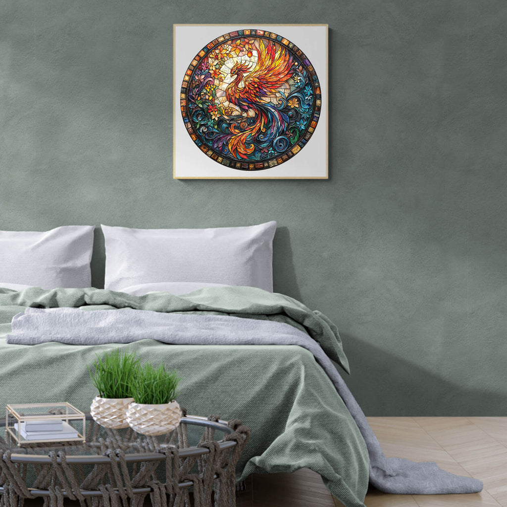 Stained Glass Phoenix-2 Wooden Jigsaw Puzzle