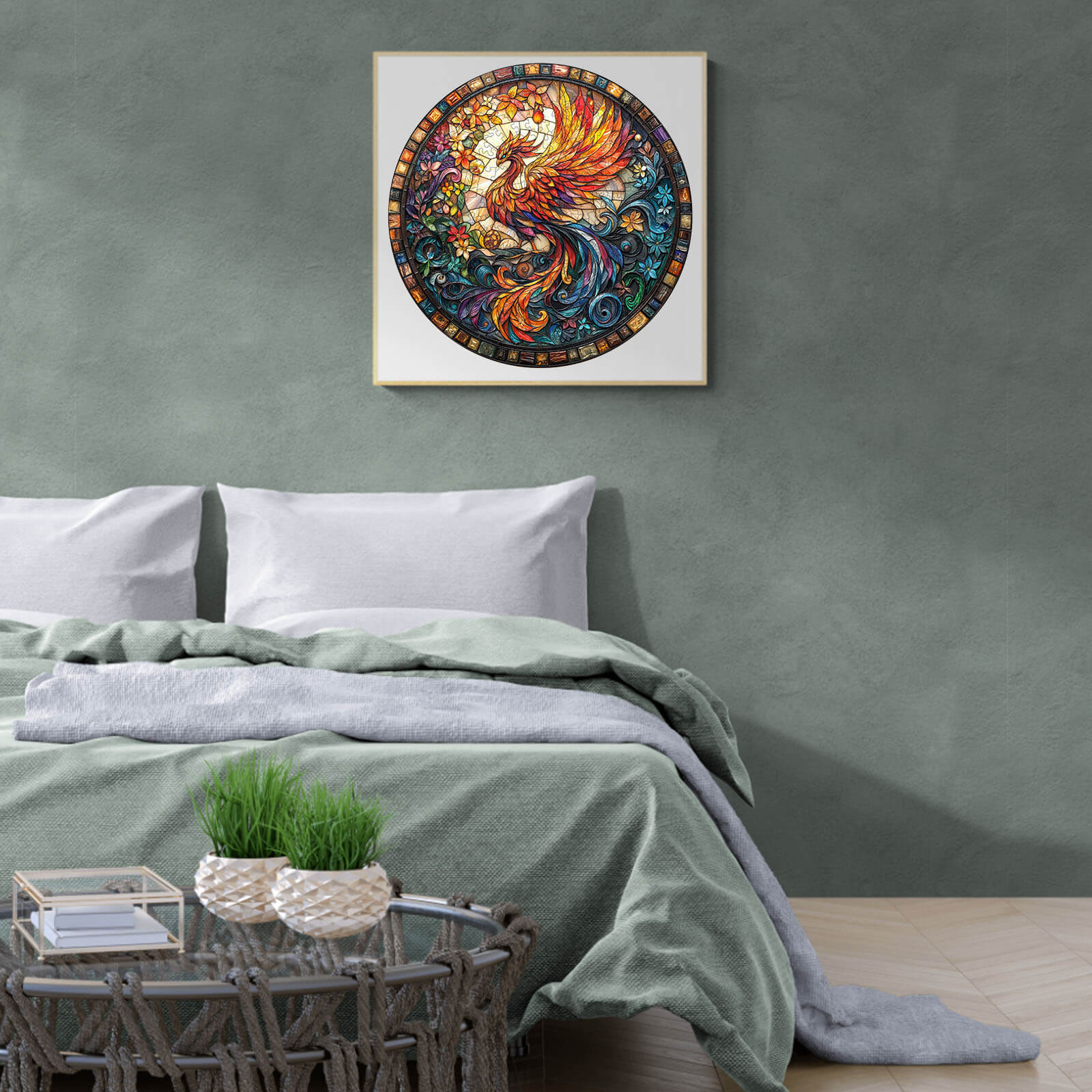 Stained Glass Phoenix-2 Wooden Jigsaw Puzzle