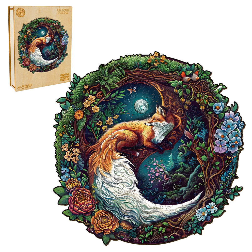 Yin Yang Fox-2 Wooden Jigsaw Puzzle