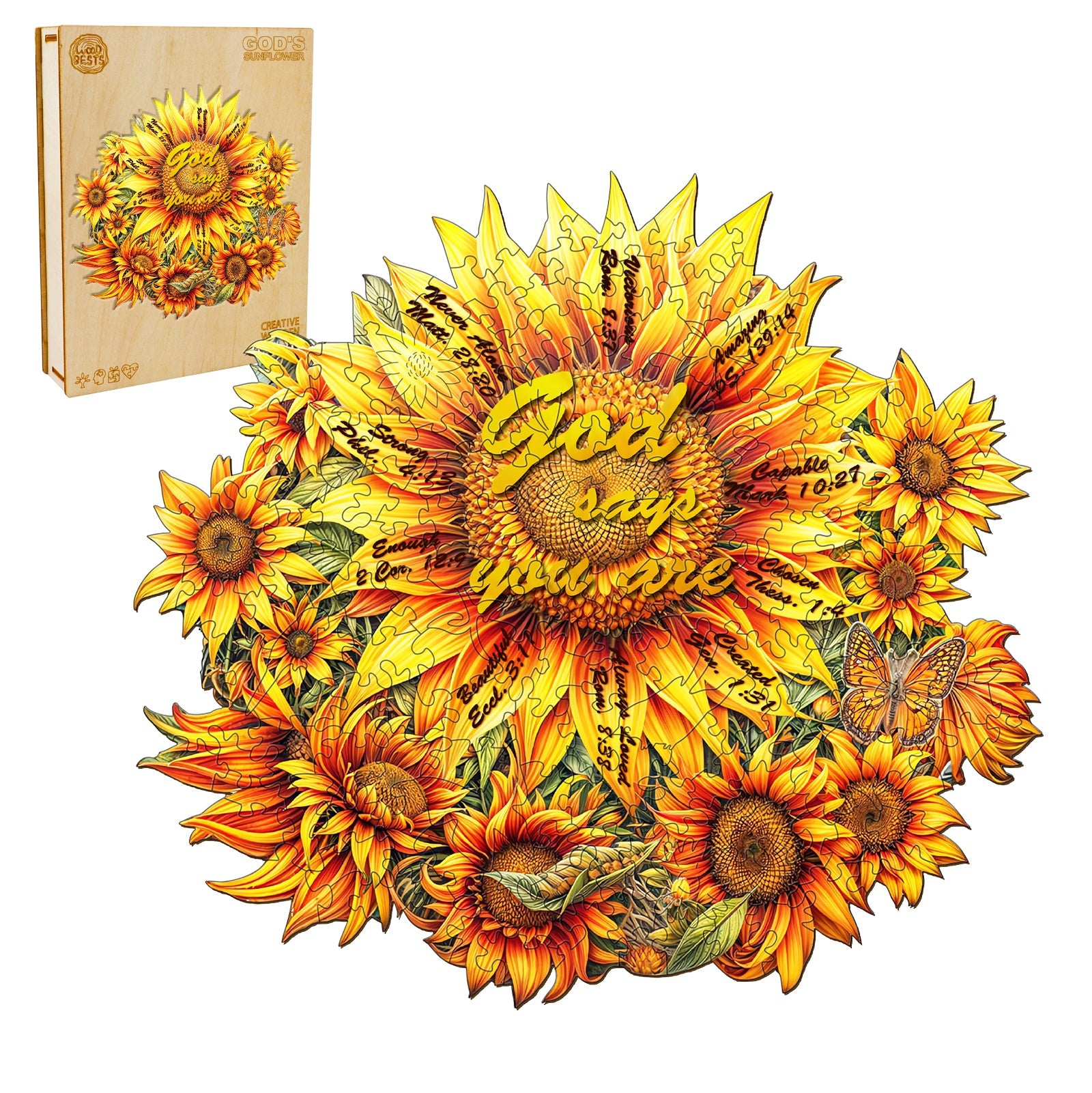 God's sunflower Wooden Jigsaw Puzzle