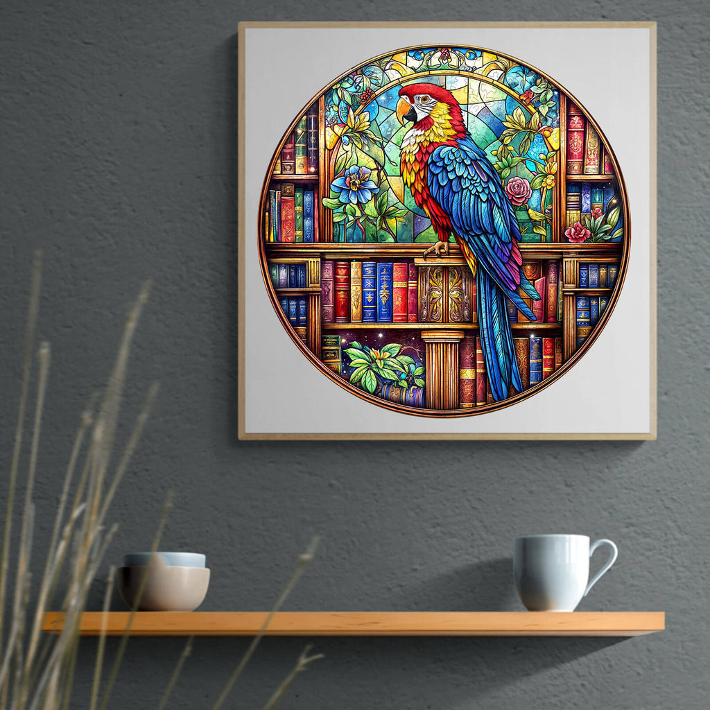 Library Parrot Wooden Jigsaw Puzzle