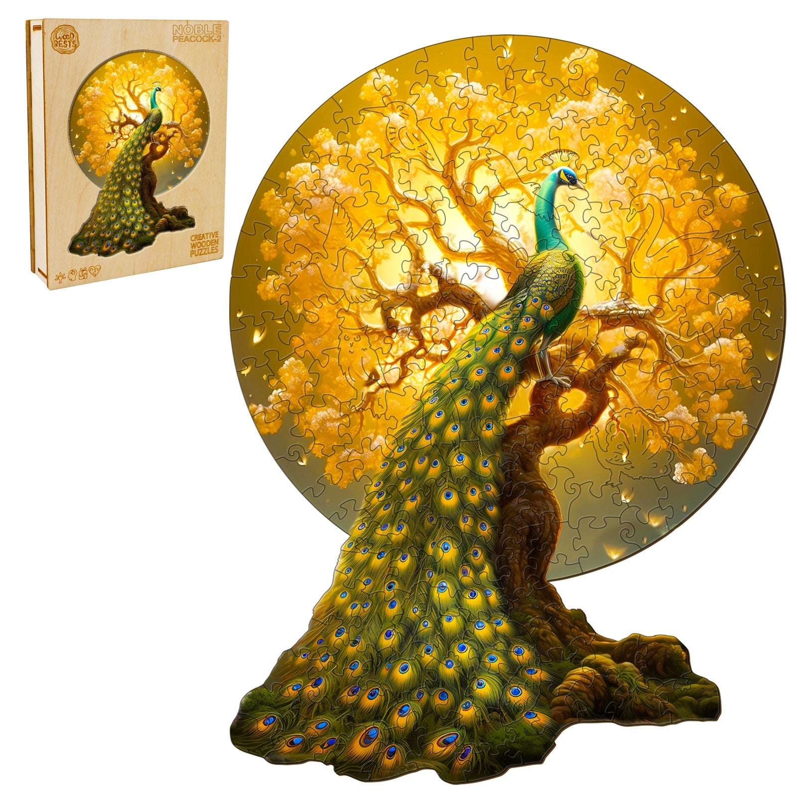 Noble Peacock-2 Wooden Jigsaw Puzzle