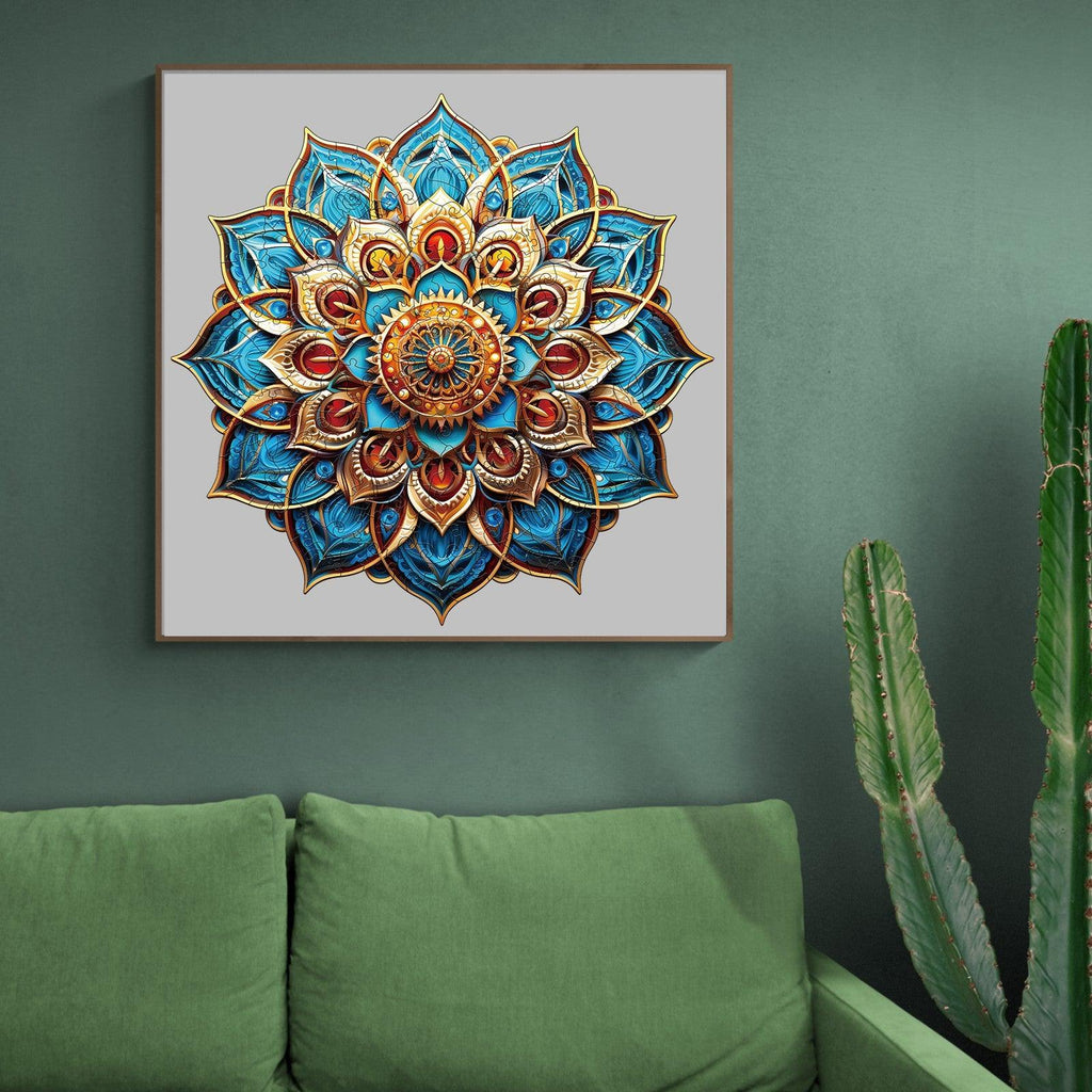 Mandala Blue Wooden Jigsaw Puzzle