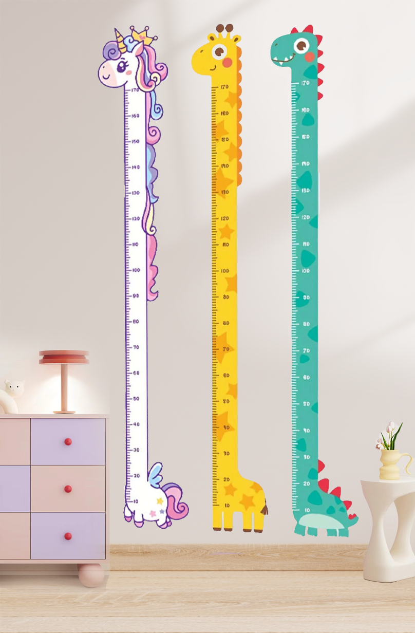 Unicorn Giraffe Dinosaur Baby Height Growth Chart Wall Sticker