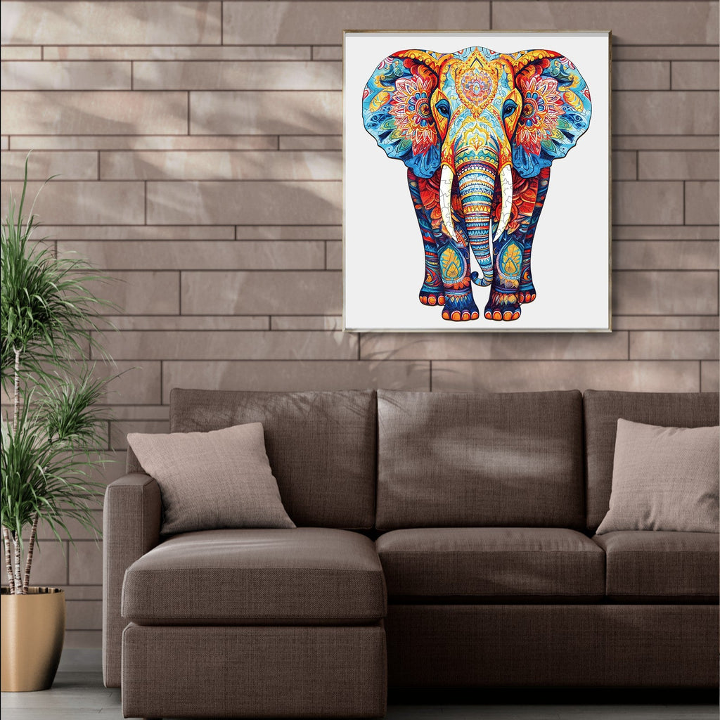 Orange Elephant Wooden Jigsaw Puzzle