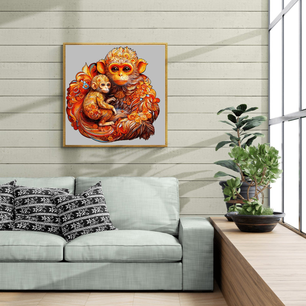 Rhinopithecus Family-2 Wooden Jigsaw Puzzle